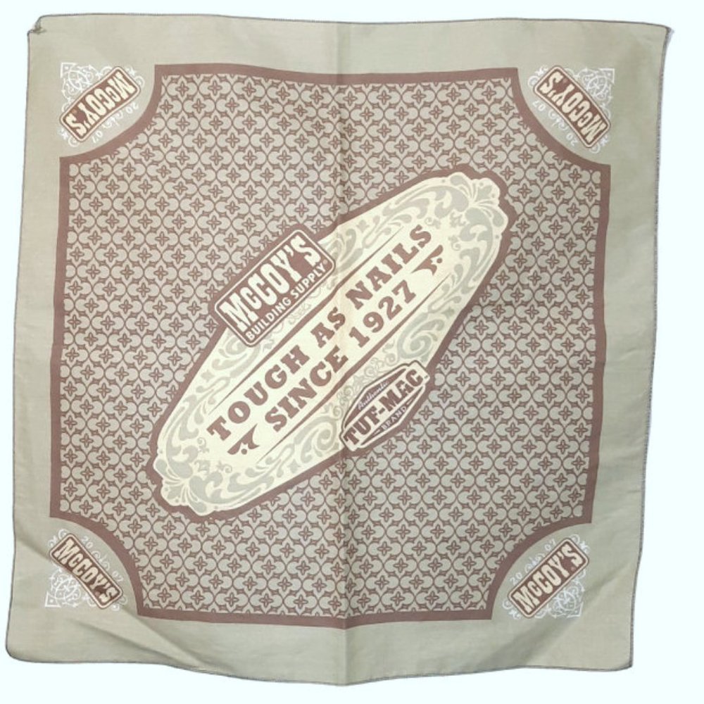 Vintage McCoy's Building Supply Tough As Nails Tuf Mac Green Brown Bandana